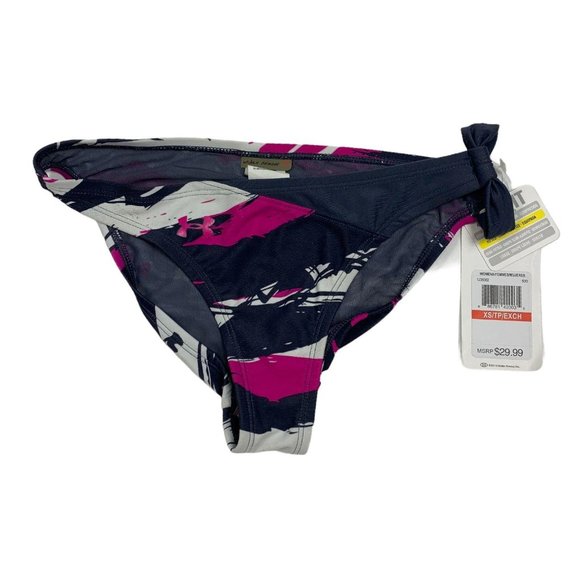 Under Armour XS Swim NWT Bottom Bikini Navy Pink 1 - Picture 1 of 3